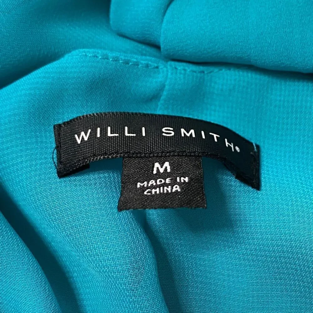 Willi Smith Racerback Keyhole back Tank Blouse Teal Size Medium